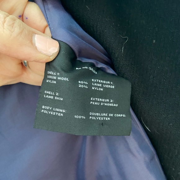 Andrew Marc Black Size 6 Wool & Leather Coat - Picture 4 of 15